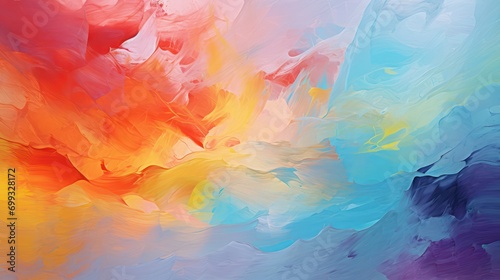 Colorful abstract paint swirls in orange and blue hues.