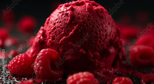 Freshness and indulgence in a bowl of gourmet strawberry ice cream generated by AI
