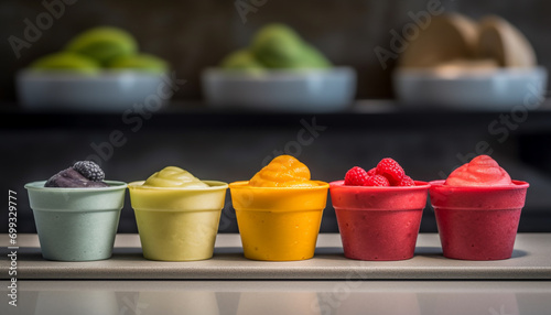 Freshness and vibrant colors of fruit create a refreshing summer dessert generated by AI
