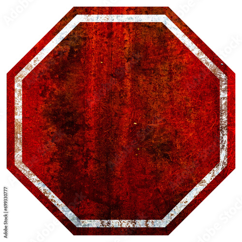 Old rusty road sign stop isolated on white background. VINTAGE Stop sign isolated on white background