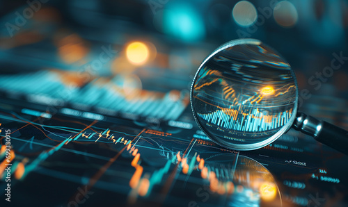 Business audit stock financial finance management on analysis data strategy with graph accounting marketing or report chart economy investment research profit concept. Generative AI