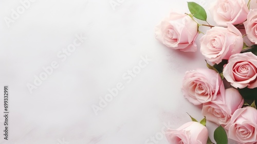 Bouquet of roses  white background and copy space - generative ai