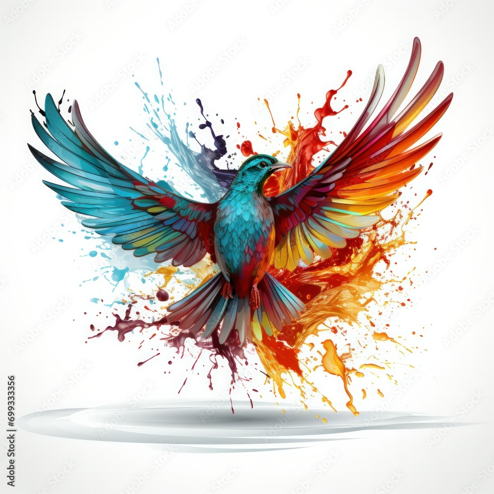 Colorful Abstract Bird in Flight with Spread Wings