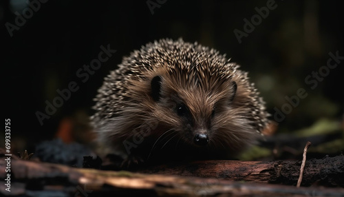 Cute hedgehog in nature, small mammal with bristles and fur generated by AI