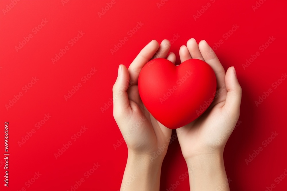 Heart in hands. Background with selective focus and copy space Heart in hands. Background with selective focus and copy space