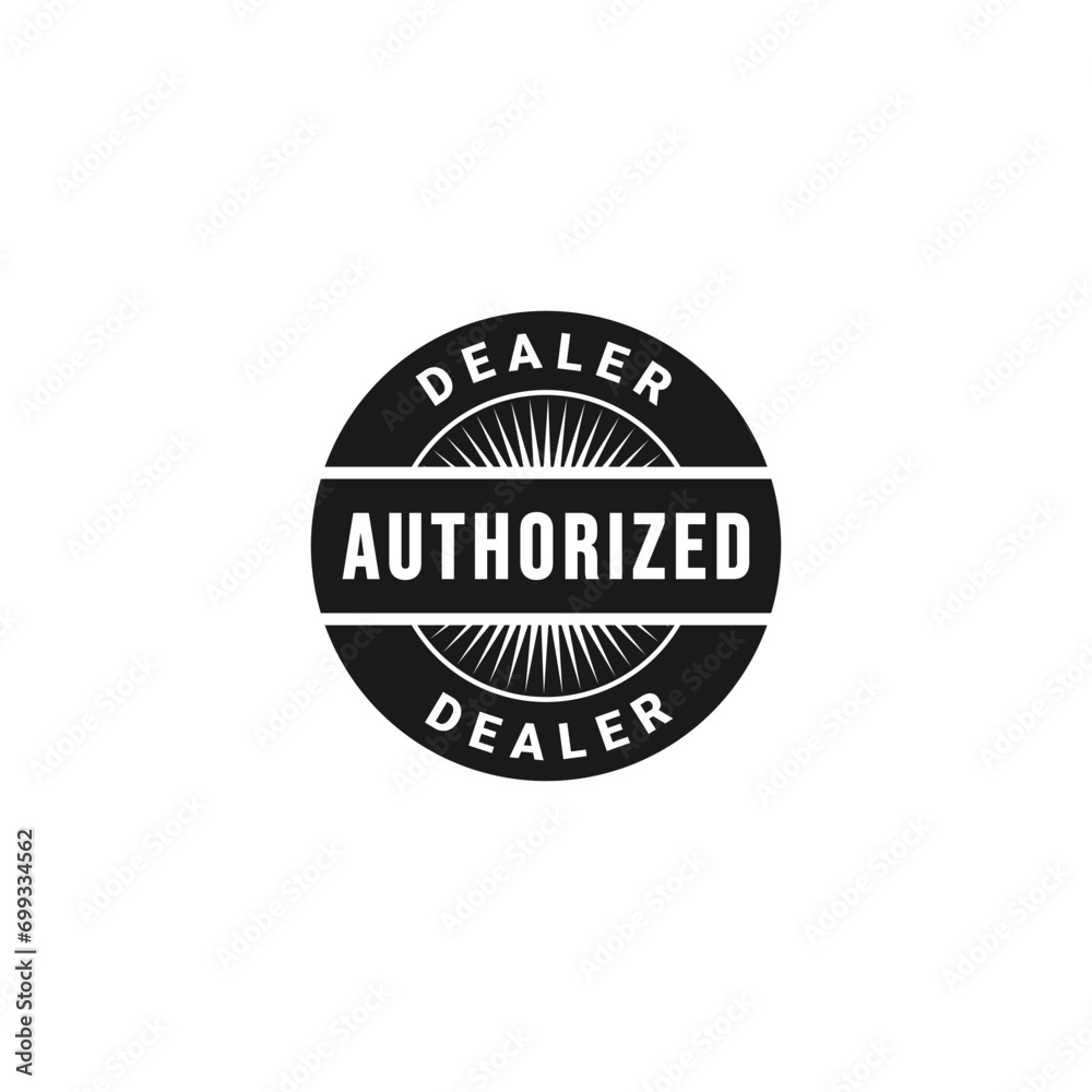 Obraz premium Authorized dealer label or Authorized dealer stamp vector isolated. Best Authorized dealer stamp for service design element. Authorized dealer label vector for reliable service design.