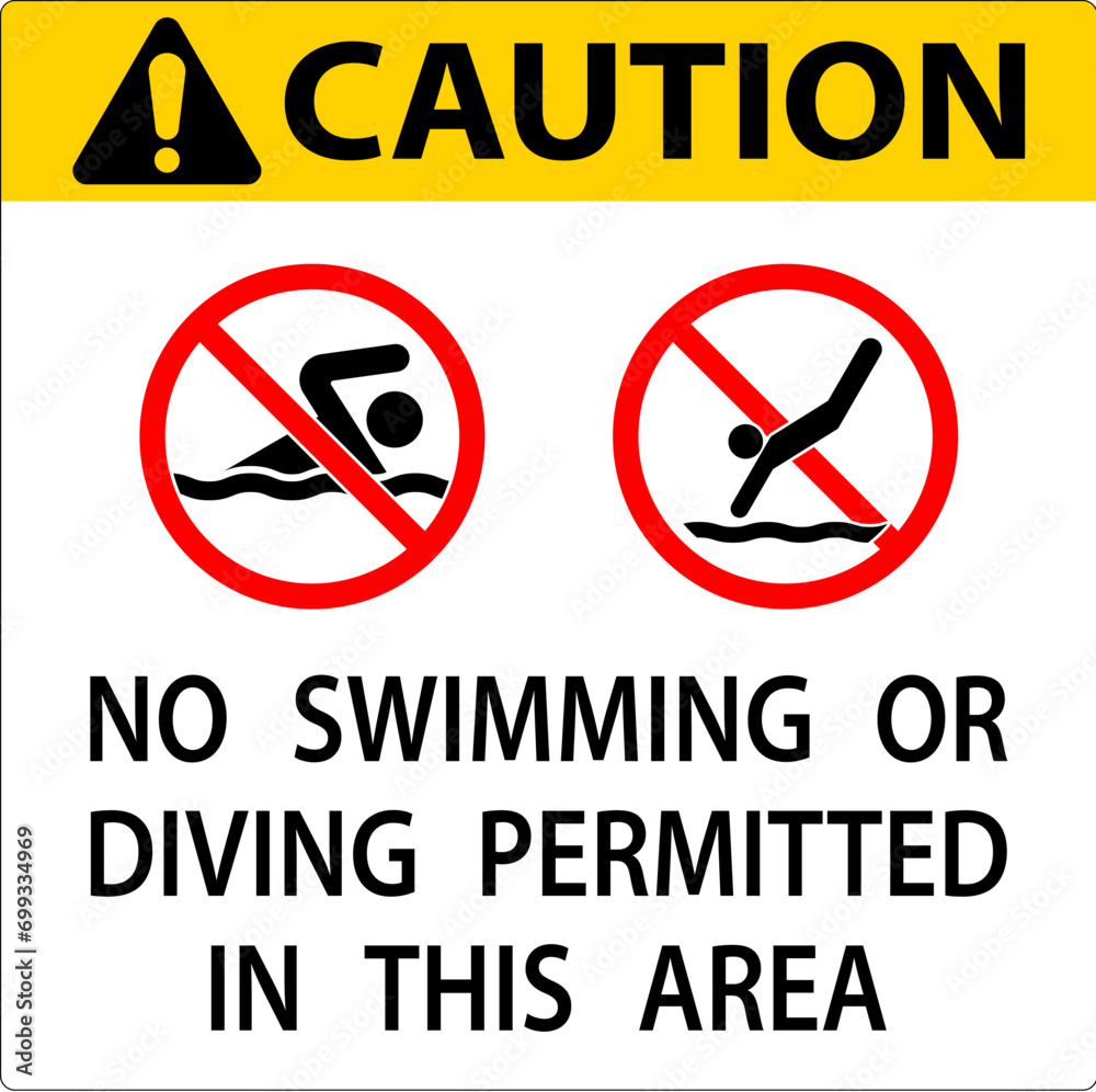 Pool Caution Sign No Swimming Or Diving Permitted In This Area Pool Caution Sign No Swimming Or Diving Permitted In This Area