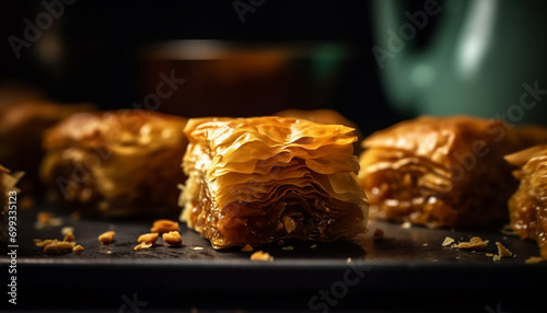 A homemade baked pastry, sweet and indulgent, ready to eat dessert generated by AI