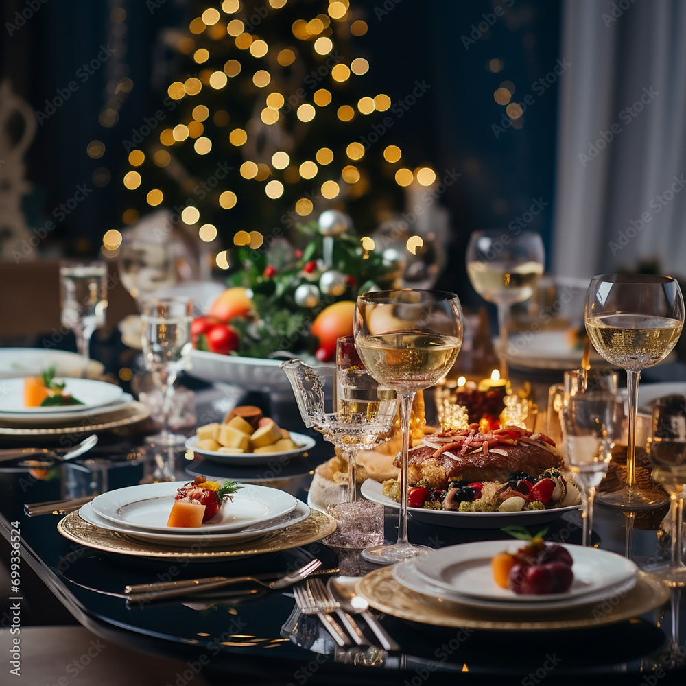 A Holiday Table Setting, AI Generated