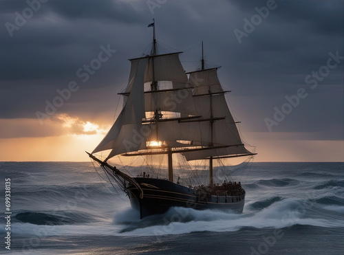 ship at sunset © Faris