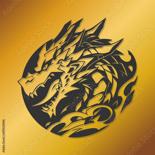 Dragon Illustration Clip Art Design Shape. Creature Silhouette Icon Vector.