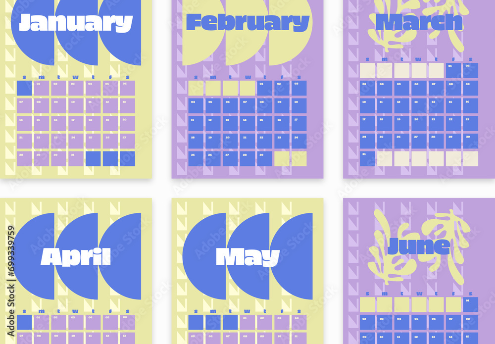 Wall Calendar 2024 Layout Stock Template Adobe Stock