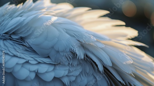 Macro white bird wing photo