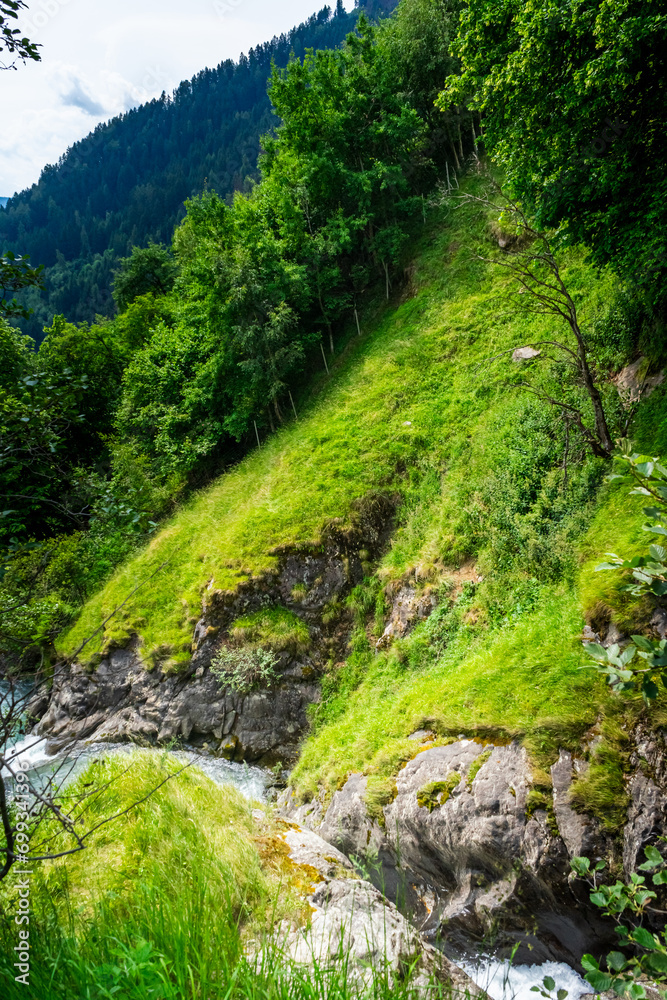 Hiking to the Parcines Waterfalls near Meran in South Tyrol Italy. Hiking to the Parcines Waterfalls near Meran in South Tyrol Italy.