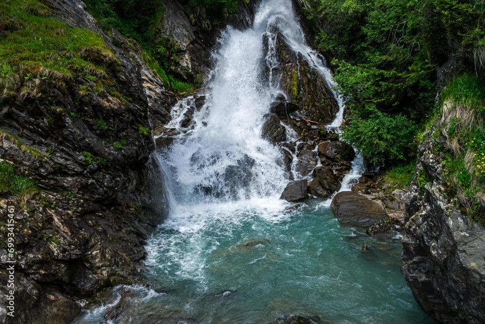 Hiking to the Parcines Waterfalls near Meran in South Tyrol Italy. Hiking to the Parcines Waterfalls near Meran in South Tyrol Italy.