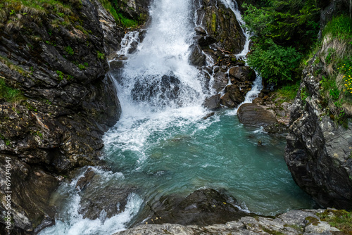 Hiking to the Parcines Waterfalls near Meran in South Tyrol Italy.  © Sharidan