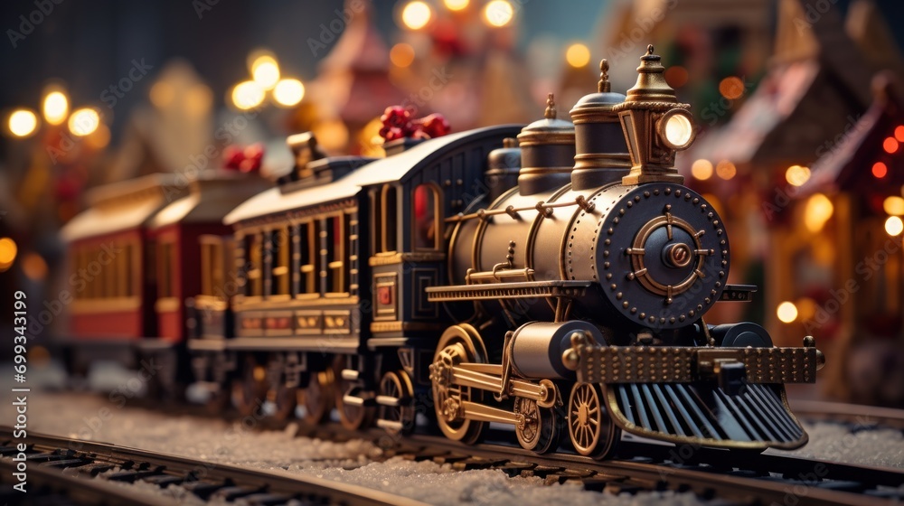 Vintage Toy Train Set in Festive Decor