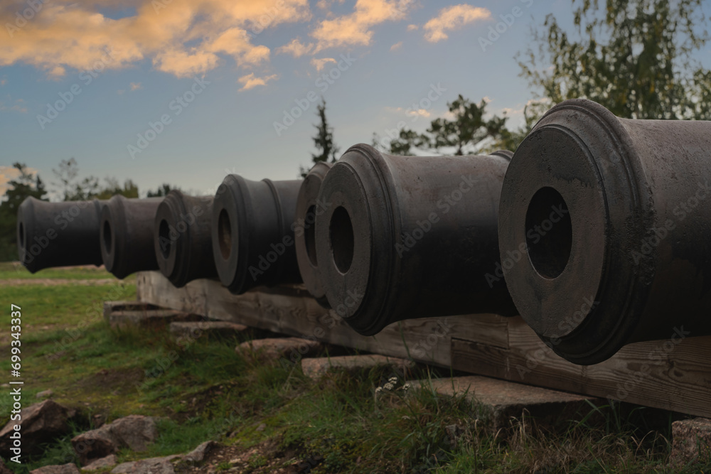 Old Russian artillery cannons on the Åland Islands, close-up photo. Old Russian artillery cannons on the Åland Islands, close-up photo.