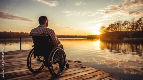 Serene Lakeside Contemplation in Wheelchair