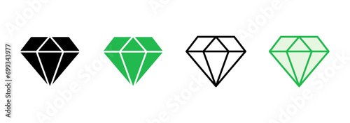 Diamond icon set. diamond gems vector icon.