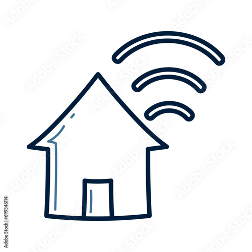 Hand drawn smart home doodle line illustration. Smart home doodle icon vector.