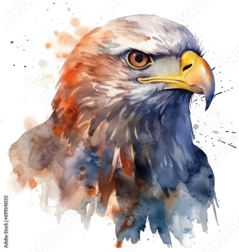 Watercolor png portrait of animal eagle © Alex