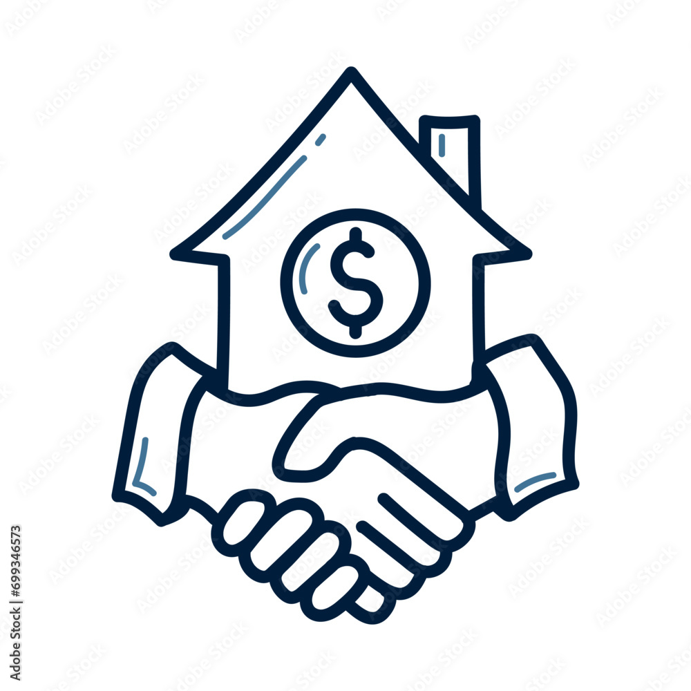 Hand drawn Real estate transaction doodle line illustration. Real estate transaction icon vector. Hand drawn Real estate transaction doodle line illustration. Real estate transaction icon vector.