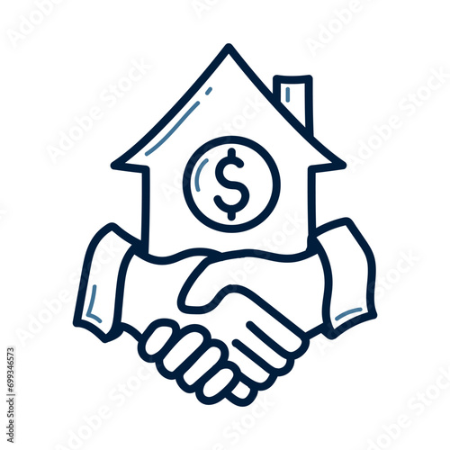 Hand drawn Real estate transaction doodle line illustration. Real estate transaction icon vector.