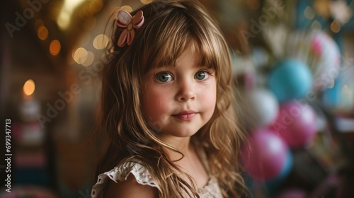 Professional portrait photo of 5 year old girl best ever birthday party