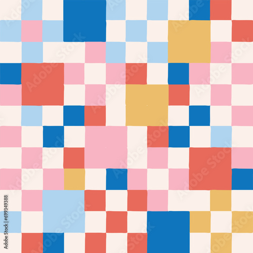 Fun Seamless Repeat Geometric Grid Pattern Bright Bold Colorful Simple Irregular Odd