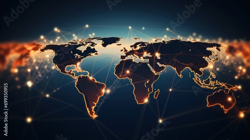 Logistics international delivery concept, World map with logistic network distribution on background.background for Concept of fast or instant shipping, Online goods orders worldwide photo