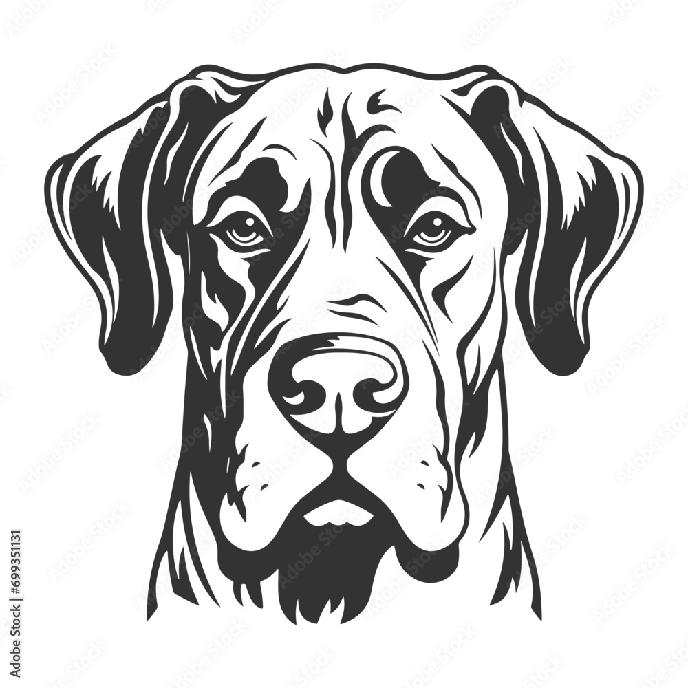 Great Dane Illustration Clip Art Design Shape. Dog Silhouette Icon Vector.