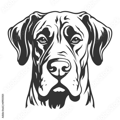 Great Dane Illustration Clip Art Design Shape. Dog Silhouette Icon Vector.