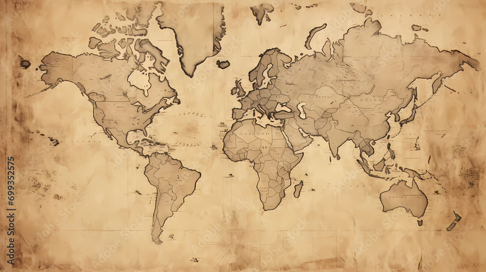 Antique Map Texture with Faded Ink and Parchment