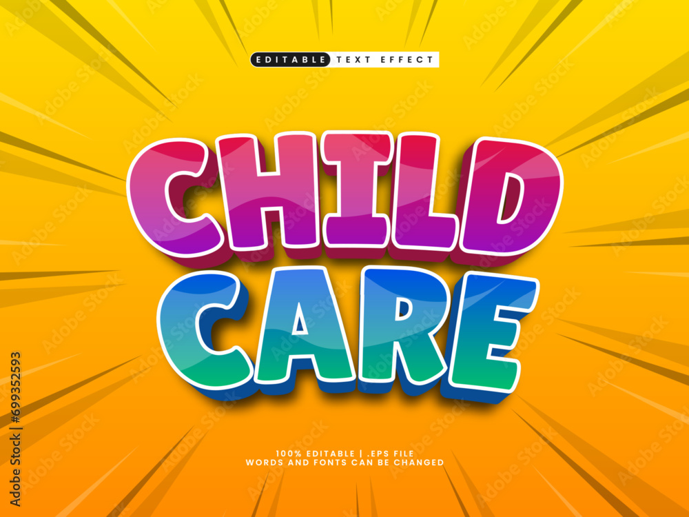 child care editable text effect kids style