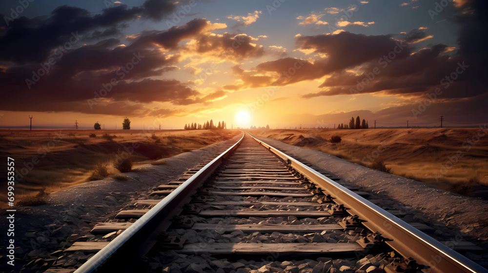 Train tracks disappearing into the horizon