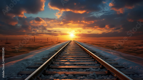 Train tracks disappearing into the horizon