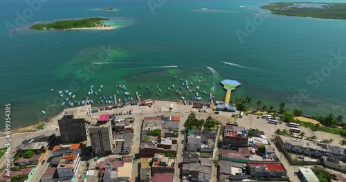 Flying Over Muelle de la Guitarra In Chichiriviche, Falcón, Venezuela. Aerial Drone Shot photo