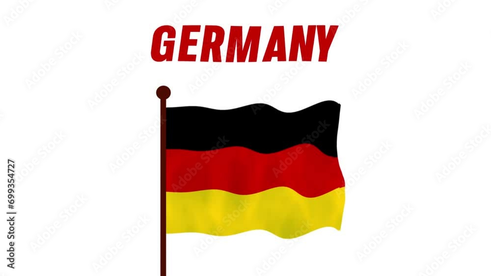 Germany animated video raising the flag, introduction of the country name and flag 4K Resolution.