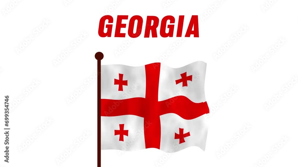 Georgia animated video raising the flag, introduction of the country name and flag 4K Resolution. Georgia animated video raising the flag, introduction of the country name and flag 4K Resolution.