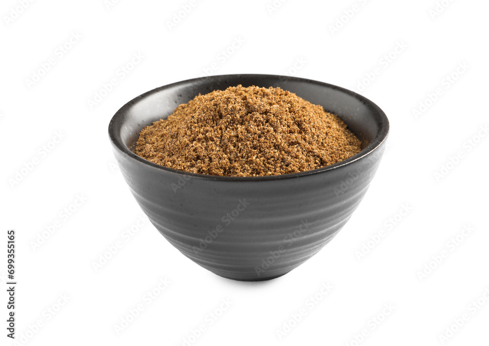 Bowl of aromatic caraway (Persian cumin) powder isolated on white Bowl of aromatic caraway (Persian cumin) powder isolated on white