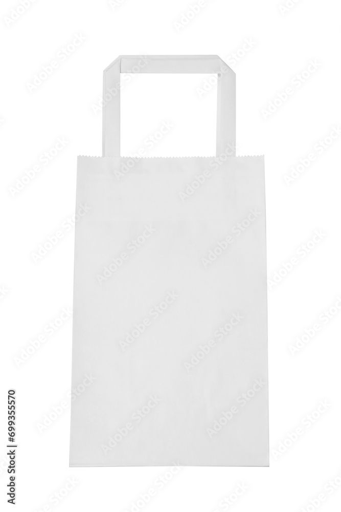 One paper bag isolated on white, top view One paper bag isolated on white, top view
