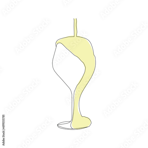 glass one line art, continuous drawing. Vector illustration isolated on white background
