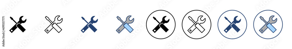 Repair tools icon vector. tool sign and symbol. setting icon. Wrench and screwdriver. Service Repair tools icon vector. tool sign and symbol. setting icon. Wrench and screwdriver. Service