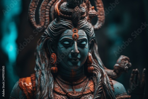 Colorful depiction of the Indian deity  Shiva. Generative AI