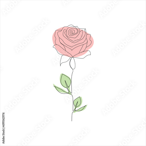 Rose one continuous line drawing. Floral flower natural design. Graphic, sketch drawing. rose 