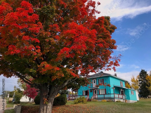 MAISON TURQUOISE ET ÉRABLE ROUGE, ISLE AUX COUDRES photo