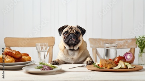  Dog sitting in front of kitchen table © CStock