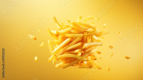 French fries floating in the air background,French fries falling