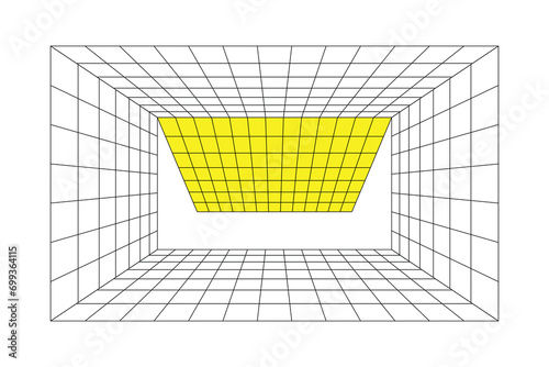 Perspective grid room background vector illustration.